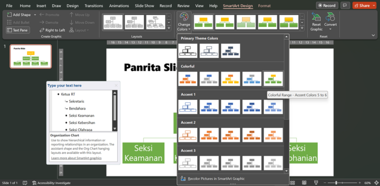 Cara Membuat Bagan Struktur Organisasi Di Powerpoint Menggunakan Smartart Panrita Slide